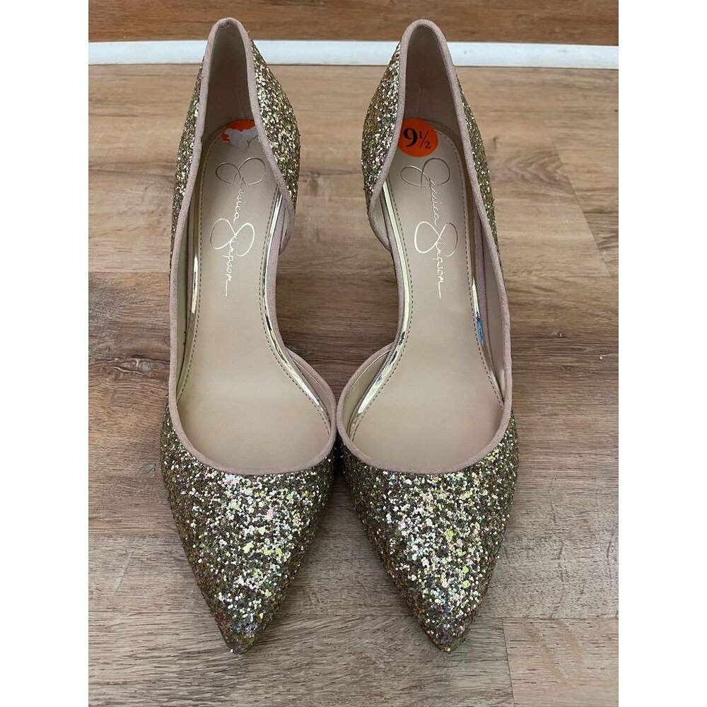 NWT Jessica Simpson Womens Glitter Pointed-Toe Stiletto Heels 9.5
